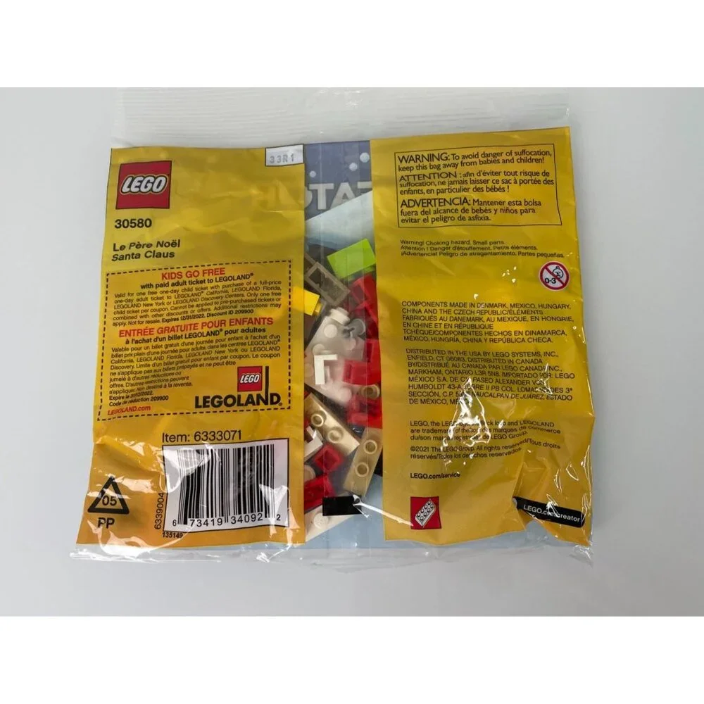Lego Creator, NEW Sealed in Plastic Santa Clause #30580, 69 pieces, Toy, Christm